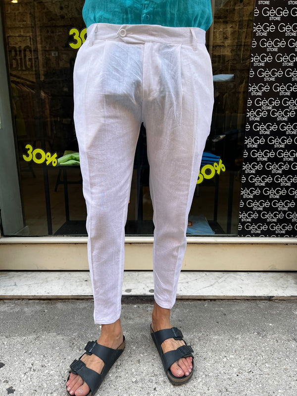 Pantalone di lino bianco